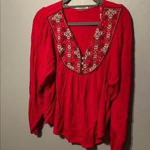Westbound Red Blouse with Embroidery